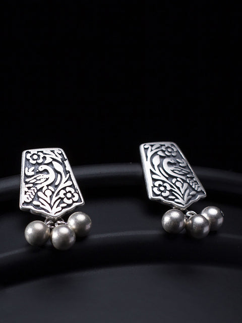 Mulheres Vintage Sliver Carve Bead Pingente Brincos