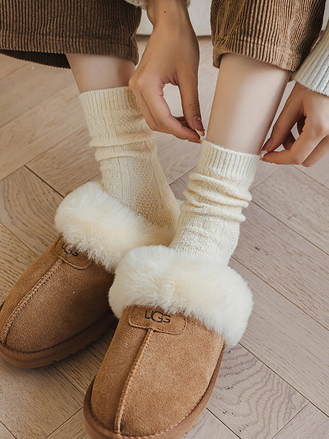 6 pares mulheres de inverno de lã sólida meias