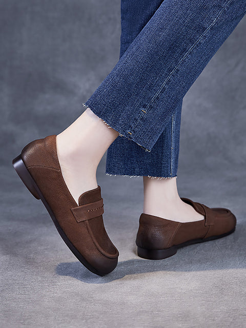 Sapatos de salto baixo de couro genuíno casual feminino primavera