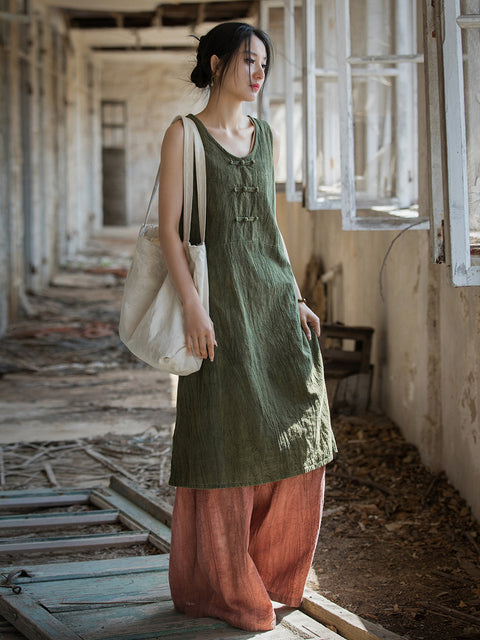 Vestido feminino vintage de verão com colete tie-dye