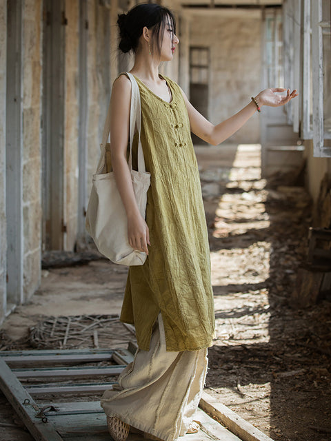 Vestido feminino vintage de verão com colete tie-dye