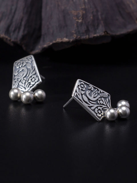 Mulheres Vintage Sliver Carve Bead Pingente Brincos