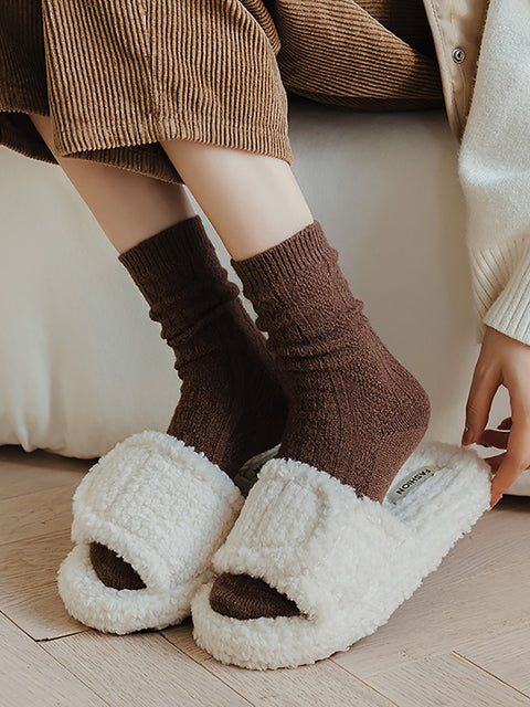 6 pares mulheres de inverno de lã sólida meias