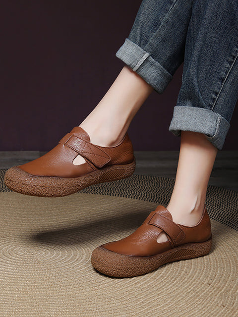 Women Genuine Leather Spring Flat Shoes