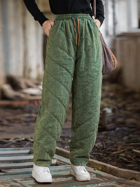 Calças harém acolchoadas jeans sólidas femininas de inverno