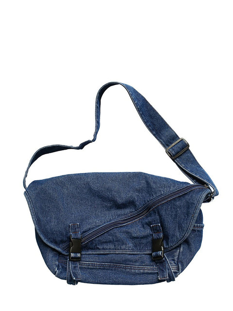 Bolsa feminina vintage jeans grande capacidade crossbody