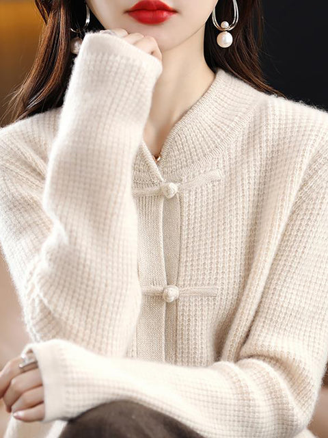 Women Casual Winter Wool Solid Knitted Sweater