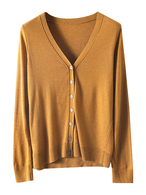 Mulheres Primavera Casual V-neck Cardigan Blusa Suéter