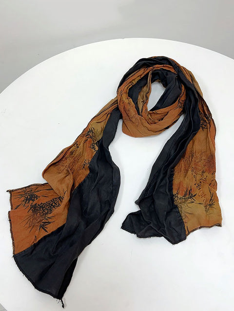 Lenço de outono feminino com flor étnica tie-dye