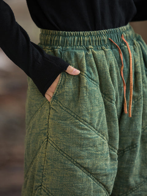 Calças harém acolchoadas jeans sólidas femininas de inverno