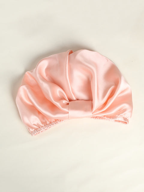 Women Elegant Solid Knot Silk Shower Cap Nightcap