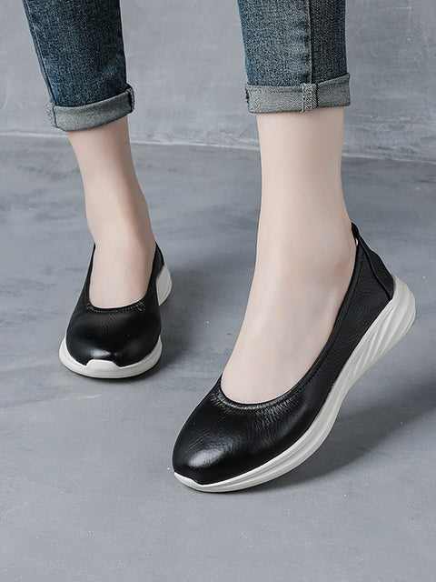 Women Spring Soft Leather Low Heel Shoes