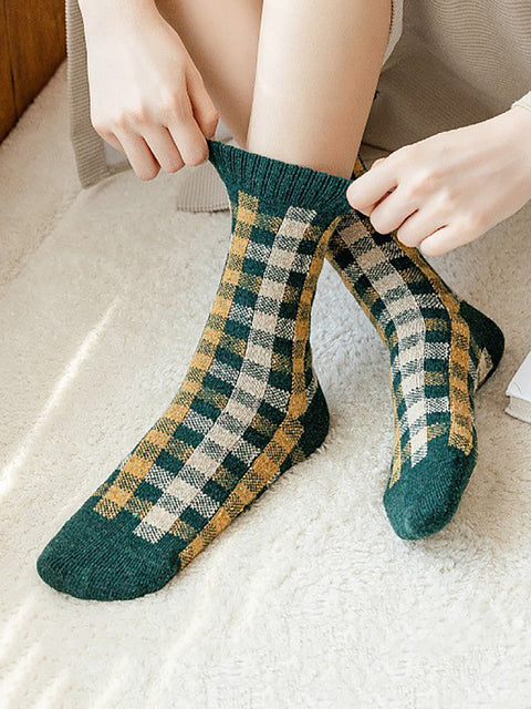 5 pares mulheres de inverno lã Jacquard meias