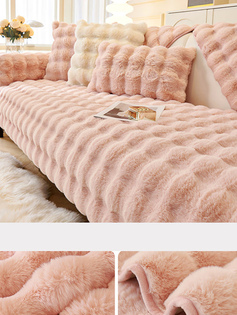 Solid Rabbit Wool Queen Bedcover Sofa Blanket