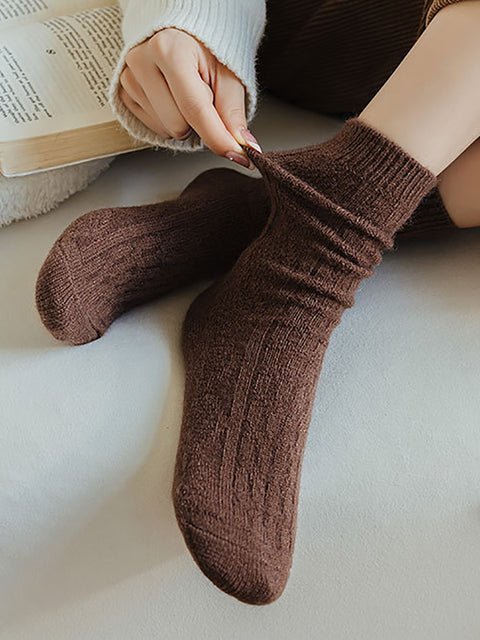 6 pares mulheres de inverno de lã sólida meias