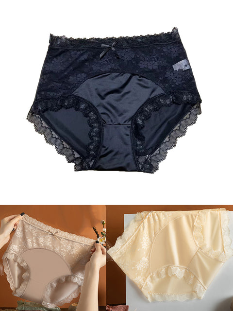 3 peças de roupa íntima feminina de renda de cintura alta e cor pura