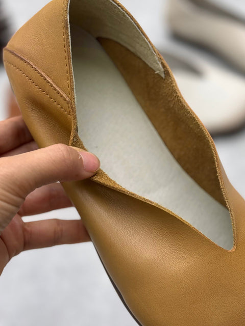 Sapatos de salto baixo de couro macio sólido de verão para mulheres