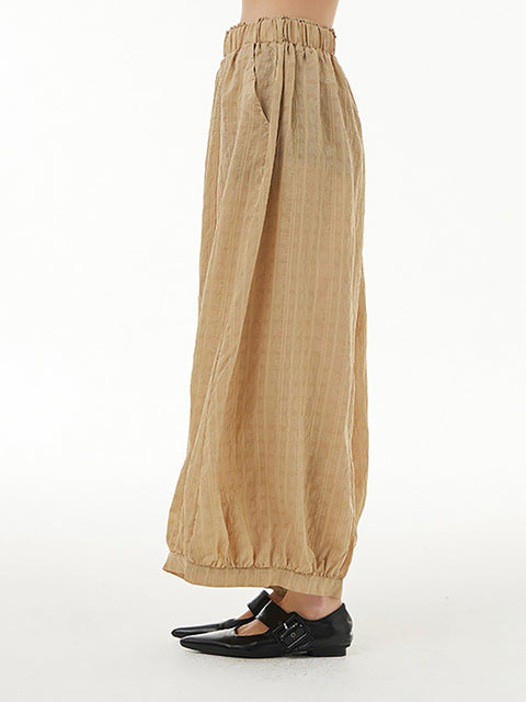 Women Summer Artsy Plaid Loose Thin Wide-leg Pants