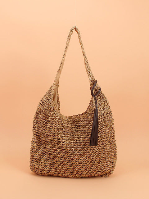 Bolsa de ombro grande capacidade Summer Artsy Straw Weave