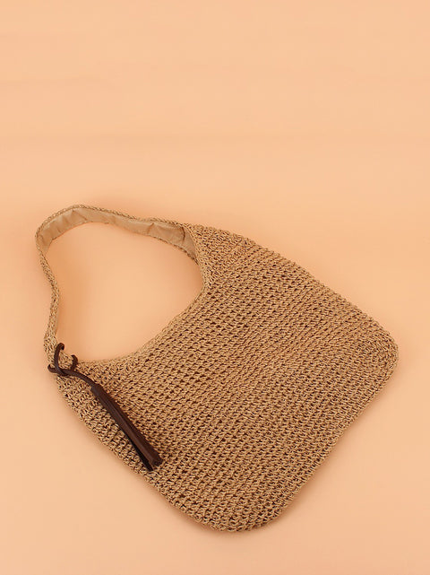 Bolsa de ombro grande capacidade Summer Artsy Straw Weave