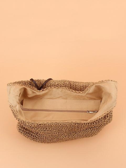 Bolsa de ombro grande capacidade Summer Artsy Straw Weave