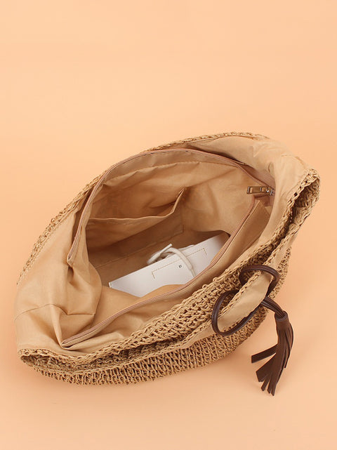 Bolsa de ombro grande capacidade Summer Artsy Straw Weave