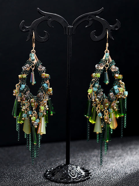 Bohemia Women S925Sliver Tassel Pandent Earrings