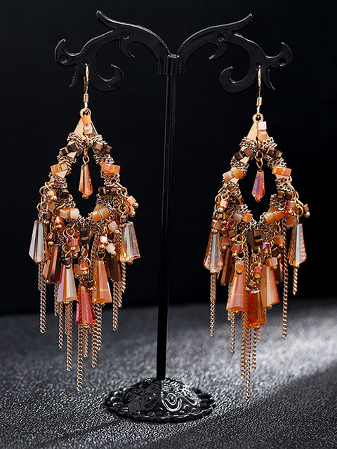 Bohemia Women S925Sliver Tassel Pandent Earrings