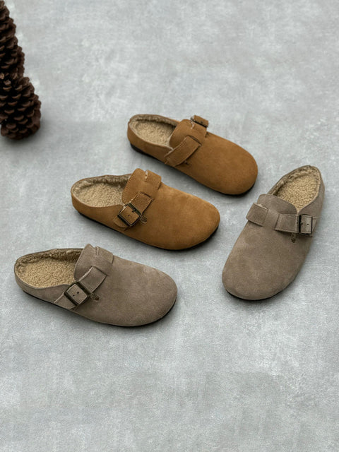 Chinelos Birkenstock forrados em lã de couro legítimo feminino