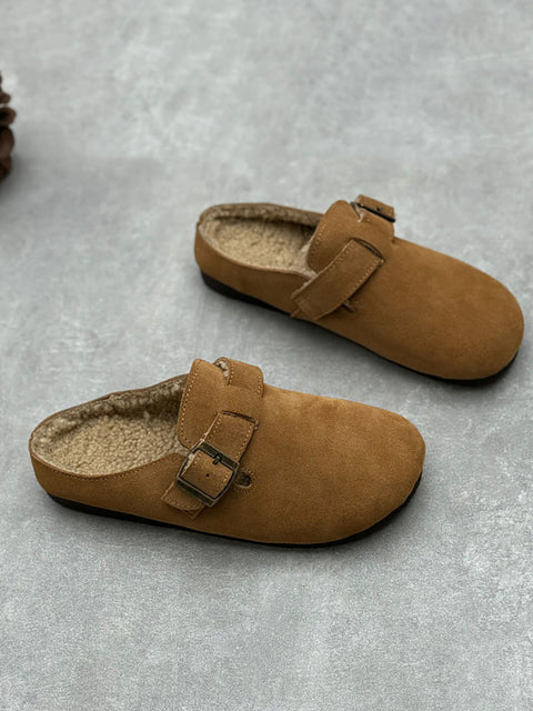 Chinelos Birkenstock forrados em lã de couro legítimo feminino