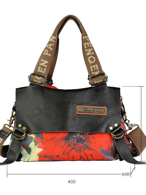 Women Retro Leather Flower Crossbody Bag Shoulde Bag