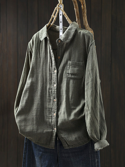 Women Vintage Autumn Lattice Shirt