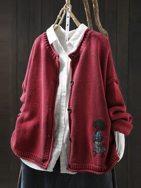 Women Autumn Cartoon Knit O-Neck Sweater