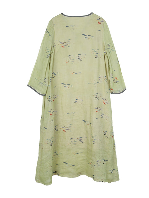 Vestido feminino primavera artsy com decote em V e flor rami