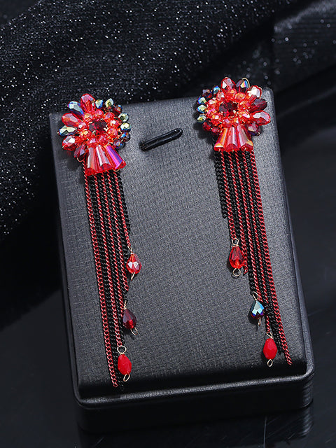 Women Bohemia Crystal Tassel Earrings