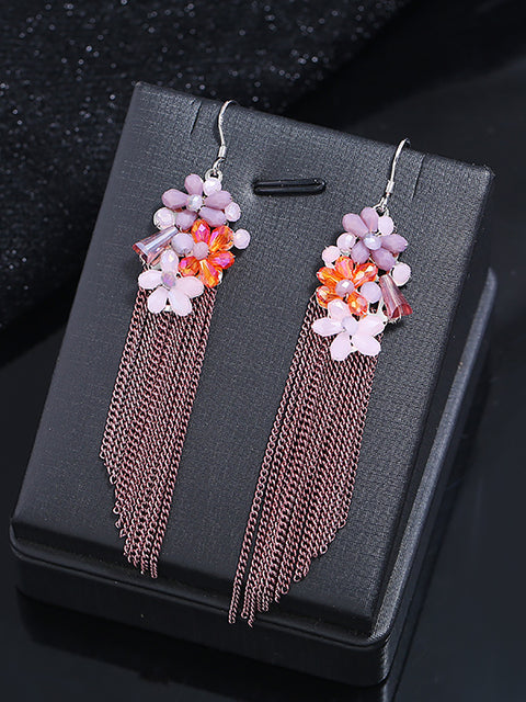 Women Bohemia Crystal Tassel Earrings