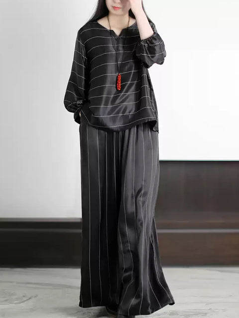 Women Spring Casual Stripe Loose Suits