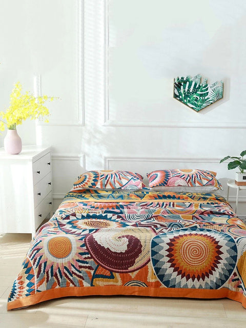 Capa de cama Queen de 5 camadas de algodão 100% algodão Musselina Sofá Decoração Boho