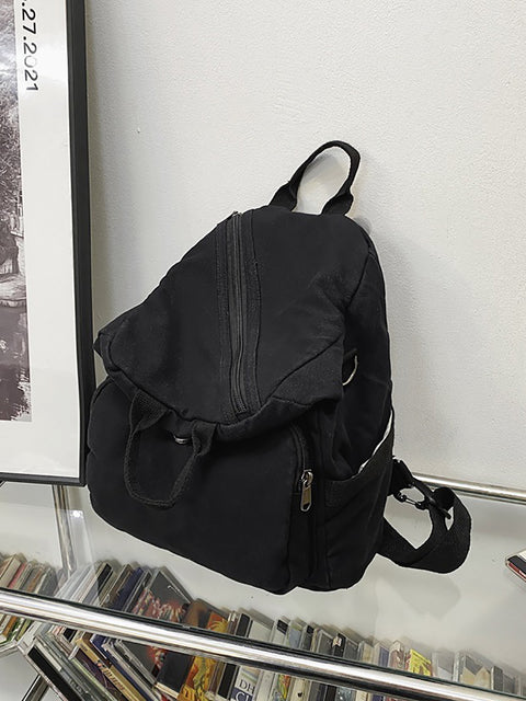 Mochila de ombro sólida de lona estilo japonês