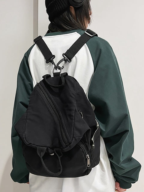 Mochila de ombro sólida de lona estilo japonês