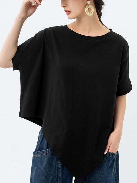 Camiseta Plus Size Feminina Irregular Solta 100% Algodão